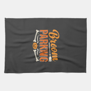 Broom Parking Halloween Vector Design_1 Tea Towel