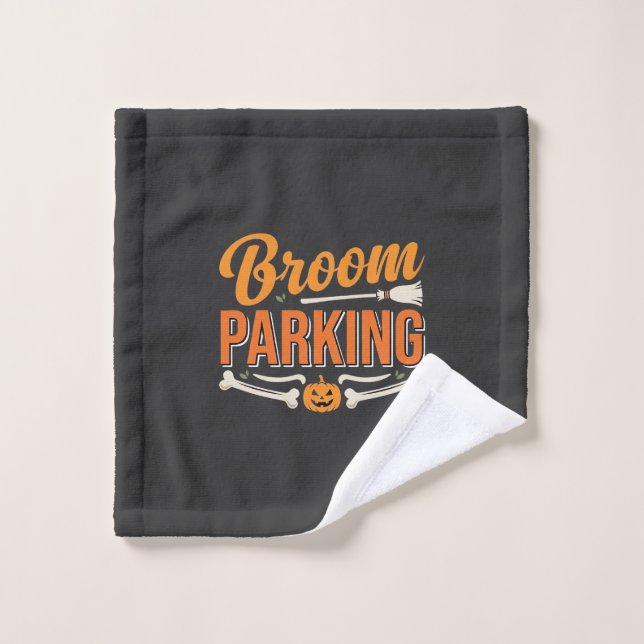 Broom Parking Halloween Vector Design_1 Wash Cloth (Wash Cloth)
