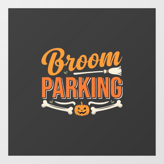Broom Parking Halloween Vector Design_1 Window Cling (Sheet)