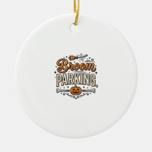 Broom Parking Halloween Vintage Witch Vector Desig Ceramic Tree Decoration