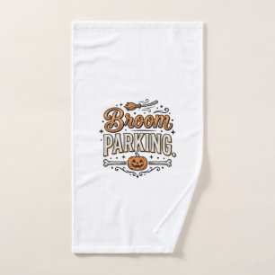 Broom Parking Halloween Vintage Witch Vector Desig Hand Towel