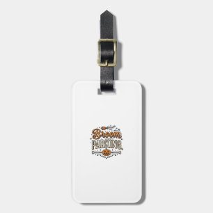 Broom Parking Halloween Vintage Witch Vector Desig Luggage Tag