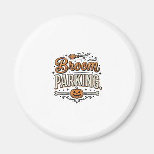 Broom Parking Halloween Vintage Witch Vector Desig Magnet