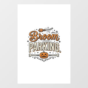 Broom Parking Halloween Vintage Witch Vector Desig Window Cling