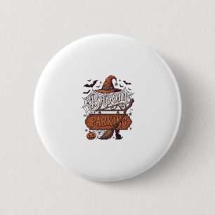 Broom Parking Halloween Witch Hat Broomstick Black 6 Cm Round Badge
