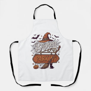 Broom Parking Halloween Witch Hat Broomstick Black Apron