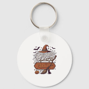 Broom Parking Halloween Witch Hat Broomstick Black Key Ring