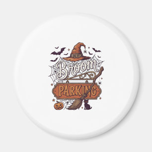 Broom Parking Halloween Witch Hat Broomstick Black Magnet