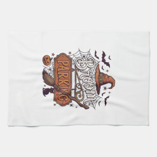 Broom Parking Halloween Witch Hat Broomstick Black Tea Towel