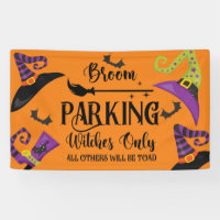 Broom Parking Witch Hat Bat Halloween Funny Party