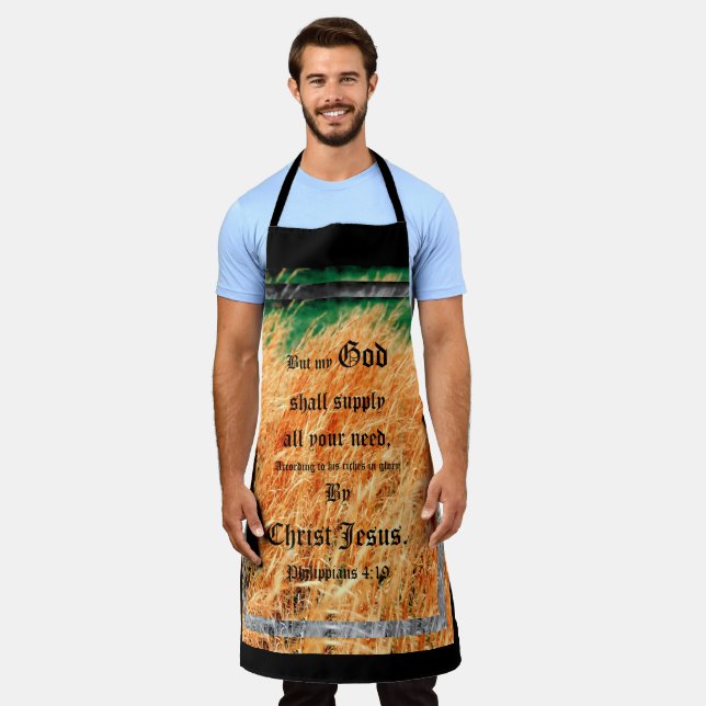 Broom Sage Abstract Philippians 4vs19 Apron (Worn)