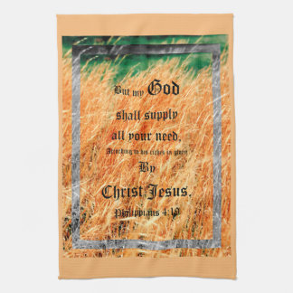 Broom Sage Abstract Philippians 4vs19 Tea Towel