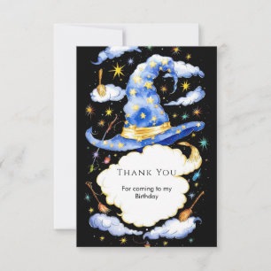 Broom Simple Magic Wizard Birthday Thank You Card