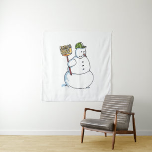 Broom Snowman tapestry