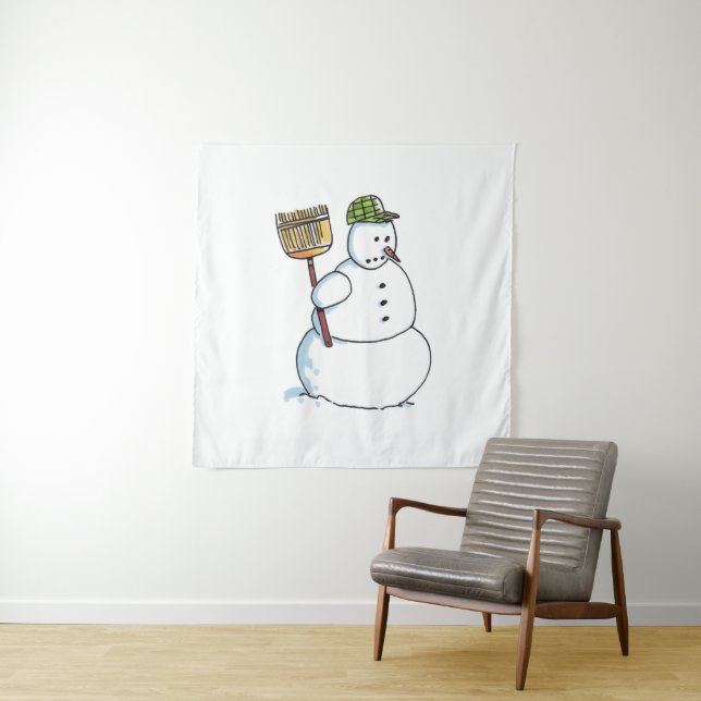 Broom Snowman tapestry (In Situ)