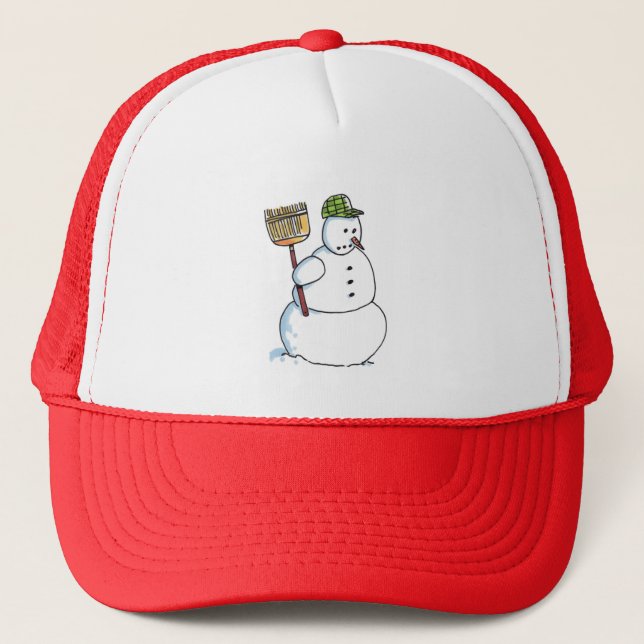 Broom Snowman trucker hat (Front)