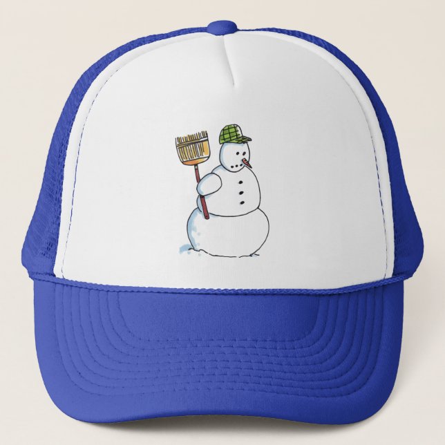 Broom Snowman trucker hat (Front)