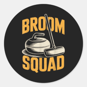 Broom Squad Ice Sweeng Rock Stone Sliding Curling  Classic Round Sticker
