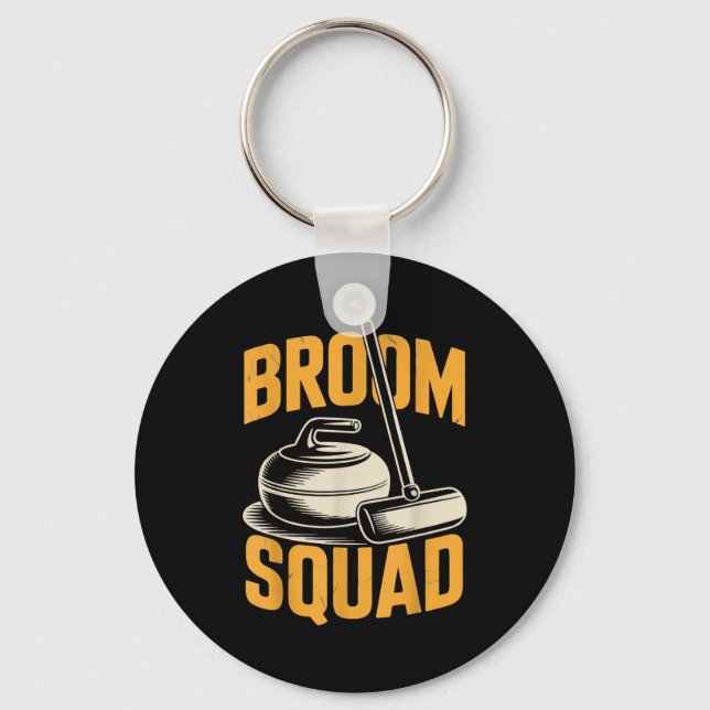 Broom Squad Ice Sweeng Rock Stone Sliding Curling  Key Ring (Front)