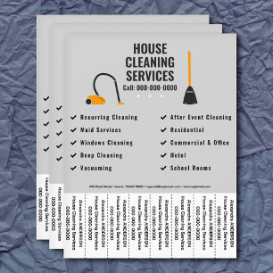 Broom, Vacuum House Cleaning Tear Off Strips Flyer
