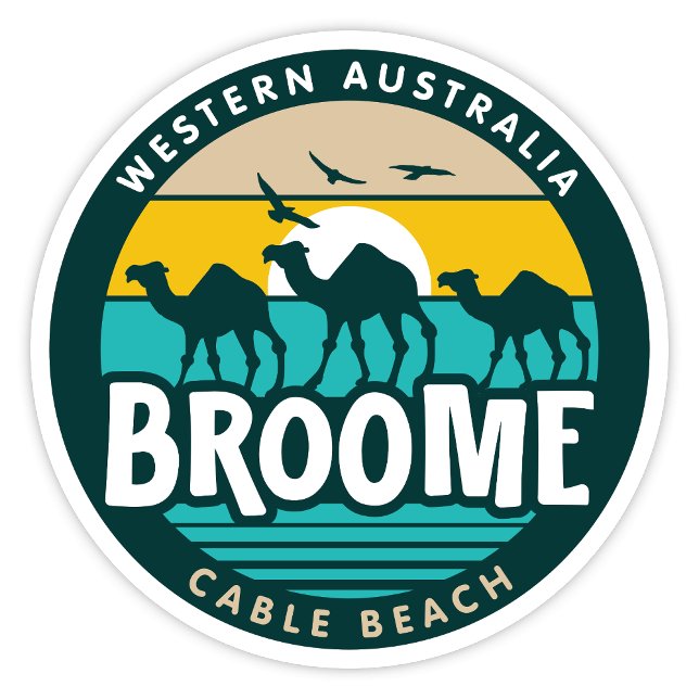 Broome, Western Australia Sticker (Broome, Cable Beach,  Western Australia Retro Round Sticker)