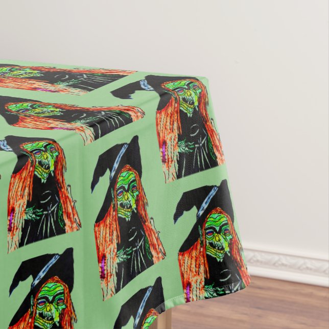 BROOMHILDA HALLOWEEN WITCH tablecloth (In Situ)