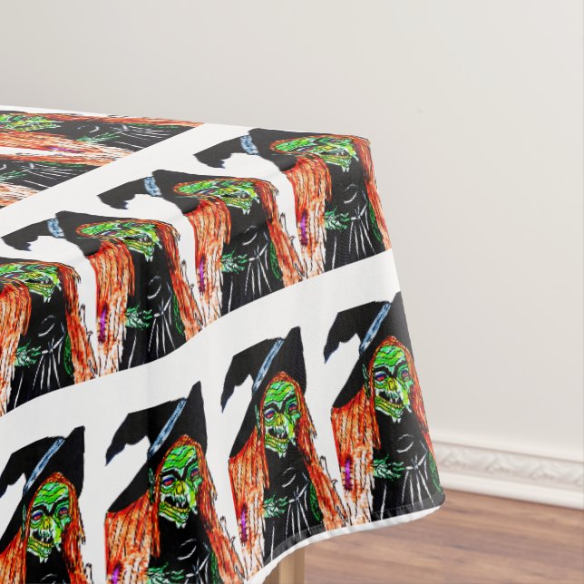 BROOMHILDA HALLOWEEN WITCH tablecloth (In Situ)