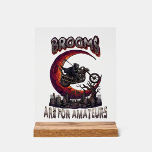 Brooms Amateurs Grim Reaper Motorcycle Halloween R Acrylic Sign