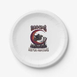 Brooms Amateurs Grim Reaper Motorcycle Halloween R Paper Plate