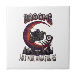 Brooms Amateurs Grim Reaper Motorcycle Halloween R Tile