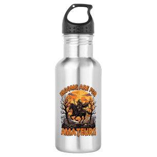 Brooms Are Amateurs Halloween Witch Horse Moon Gra 532 Ml Water Bottle
