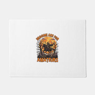 Brooms Are Amateurs Halloween Witch Horse Moon Gra Doormat