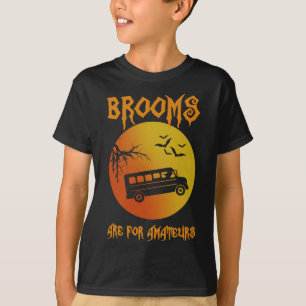 Brooms Are For Amateurs Bus Driver Halloween Men W T-Shirt