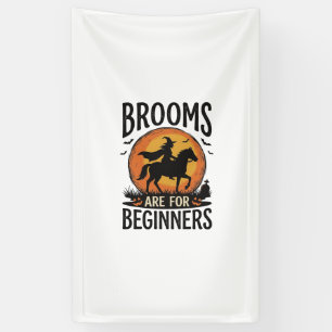 Brooms Are for Beginners Vintage Halloween Witch D Banner