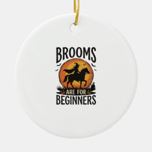 Brooms Are for Beginners Vintage Halloween Witch D Ceramic Tree Decoration