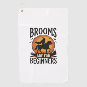 Brooms Are for Beginners Vintage Halloween Witch D Golf Towel