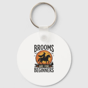 Brooms Are for Beginners Vintage Halloween Witch D Key Ring