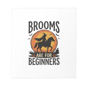 Brooms Are for Beginners Vintage Halloween Witch D Notepad