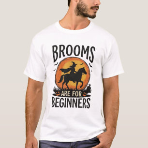 Brooms Are for Beginners Vintage Halloween Witch D T-Shirt