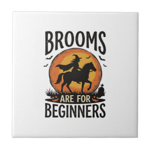 Brooms Are for Beginners Vintage Halloween Witch D Tile
