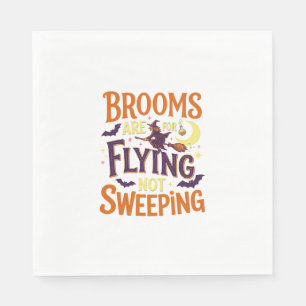 Brooms Flying Sweeping Halloween Witch Moon Bats Napkin
