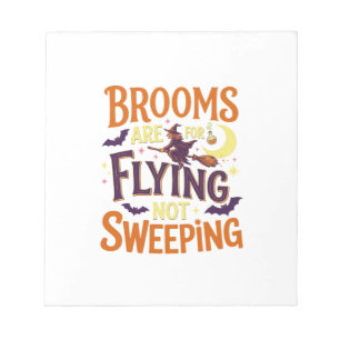 Brooms Flying Sweeping Halloween Witch Moon Bats Notepad