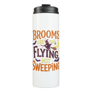 Brooms Flying Sweeping Halloween Witch Moon Bats Thermal Tumbler