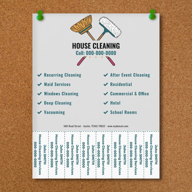 Brooms & House Cleaning Tear Off Strips Flyer (Brooms & House Cleaning Tear Off Strips Flyer)