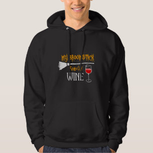 Broomstick Runs On Wine Halloween Witch Hoodie