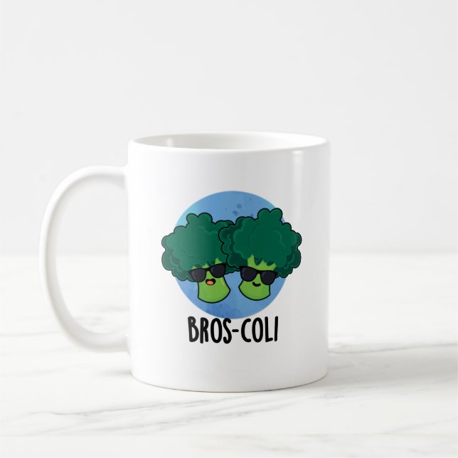 Bros-coli Funny Veggie Broccoli Pun  Coffee Mug (Left)