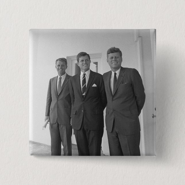 Bros, President John Kennedy,  Robert & Ted 15 Cm Square Badge (Front)