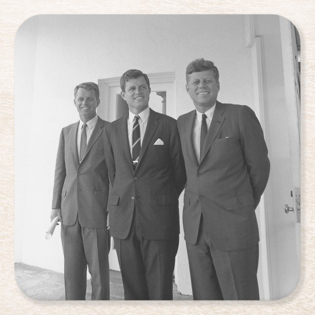 Bros, President John Kennedy,  Robert & Ted Square Paper Coaster (Front)