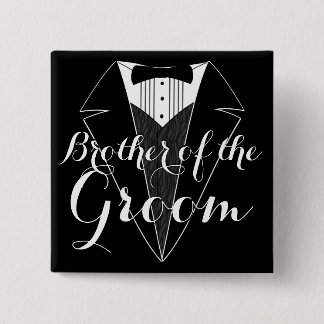 Brothe of the Groom Black Tux Wedding Party Button