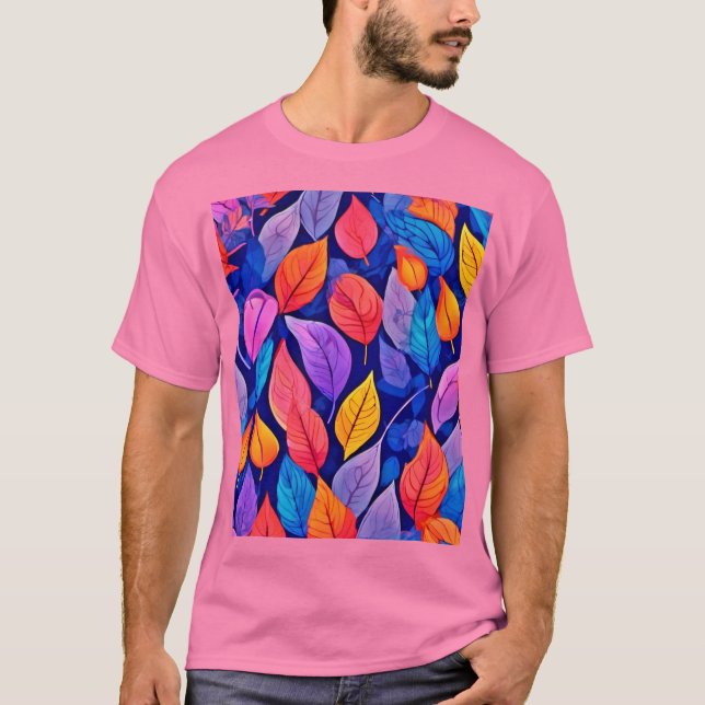 Brothel style: Vibrant Leaf Patterns T-Shirt (Front)